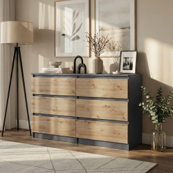 Komoda LEMON 120/140 cm – 6 szuflad, nowoczesna do salonu