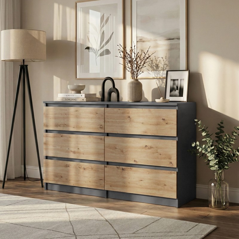 Komoda LEMON 120/140 cm – 6 szuflad, nowoczesna do salonu