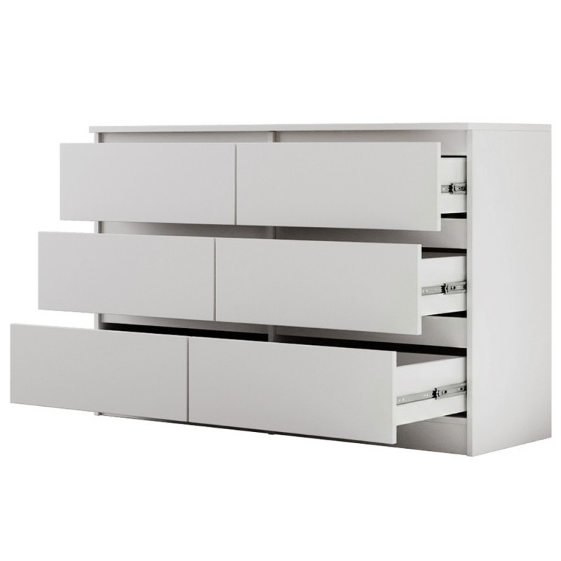 Komoda LEMON 120/140 cm – 6 szuflad, nowoczesna do salonu