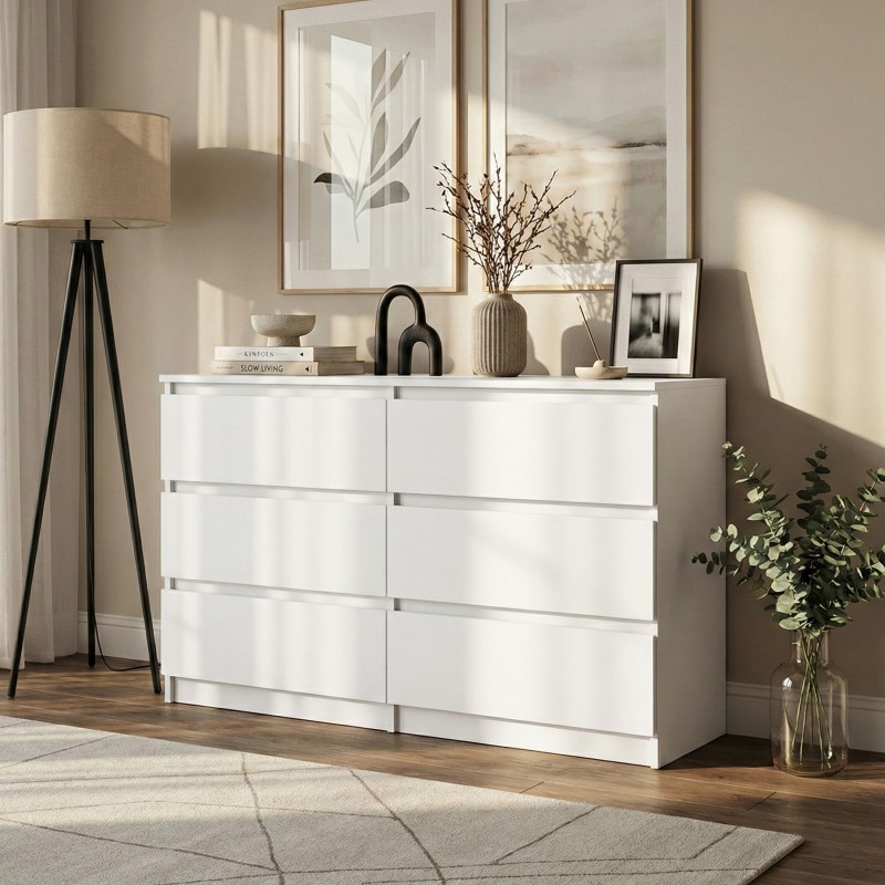 Komoda LEMON 120/140 cm – 6 szuflad, nowoczesna do salonu