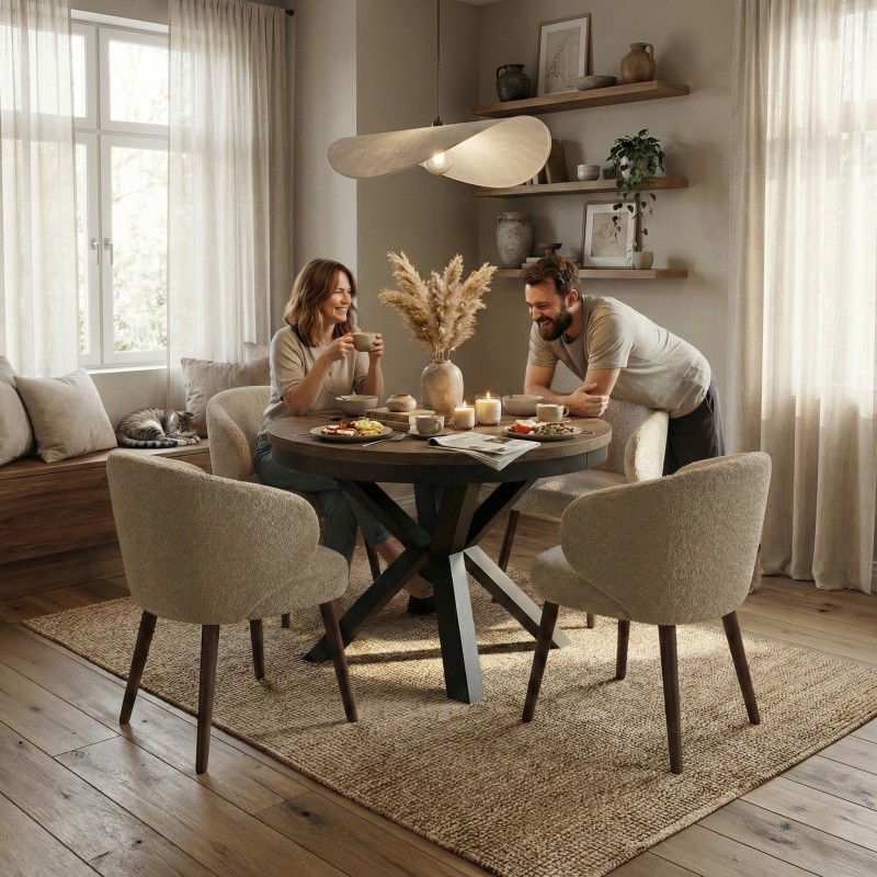 Okrągły stół rozkładany NORDIC– nowoczesny do jadalni