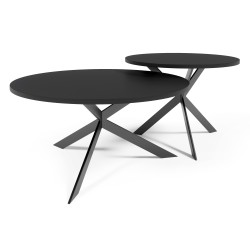 Zestaw stolików kawowych LIRA loft – czarne stoliki okrągłe 2w1