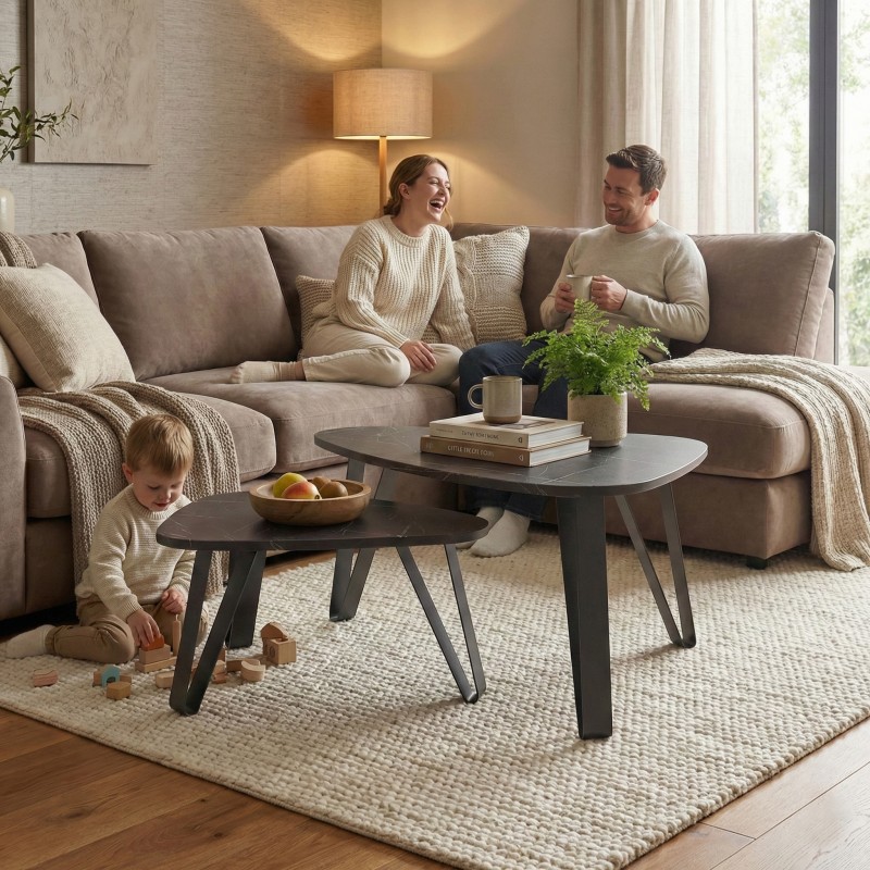 Stolik kawowy OVIO zestaw 2 – stolik z metalową ramą