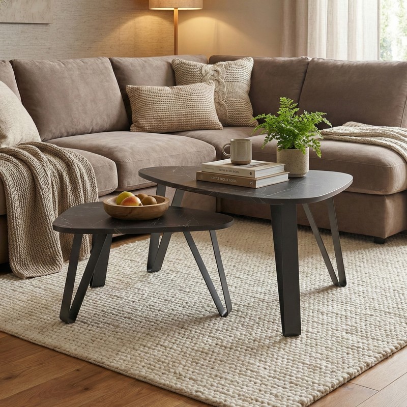 Stolik kawowy OVIO zestaw 2 – stolik z metalową ramą