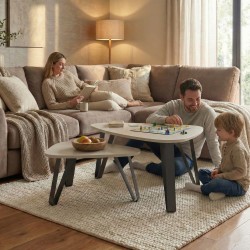 Stolik kawowy OVIO zestaw 2 – stolik z metalową ramą