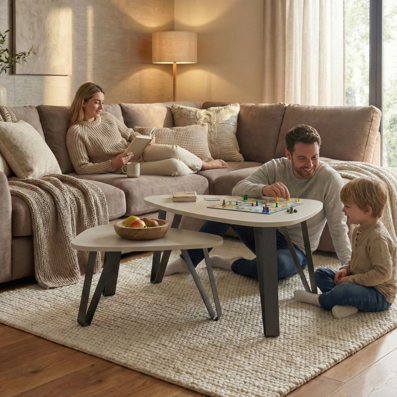 Stolik kawowy OVIO zestaw 2 – stolik z metalową ramą