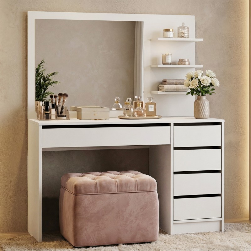 Toaletka MALTA z Lustrem 120 cm – 5 Szuflad