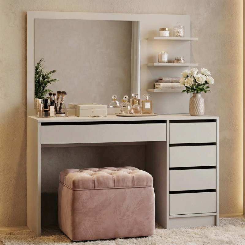 Toaletka MALTA z Lustrem 120 cm – 5 Szuflad