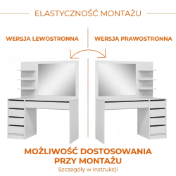 Toaletka MALTA z Lustrem 120 cm – 5 Szuflad