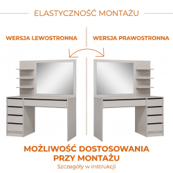Toaletka MALTA z Lustrem 120 cm – 5 Szuflad