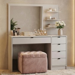 Toaletka MALTA z Uchwy­tami i Lustrem – 5 Szuflad 120 cm