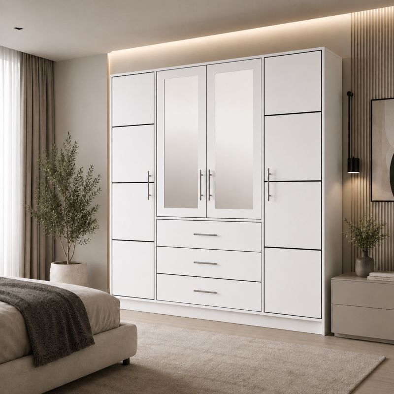 Szafa z szufladami i lustrem BALID D4 | BeautySofa24.pl