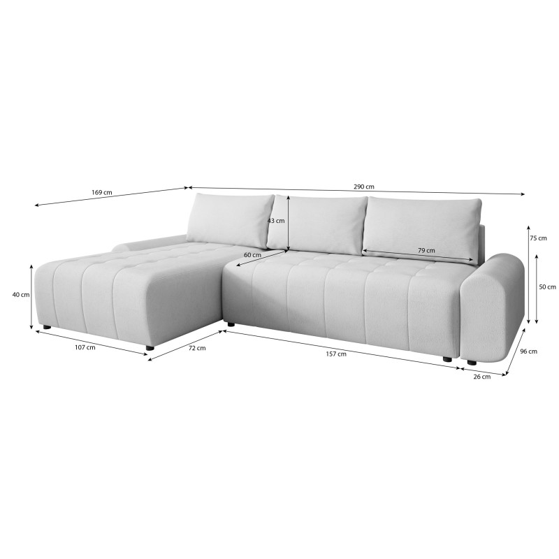 Narożnik z funkcją spania COSTA L | BeautySofa24.pl