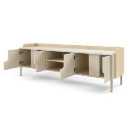 Szafka RTV POSITIVO 160 cm – 4 Drzwi, TIP-ON, Metalowe Nogi