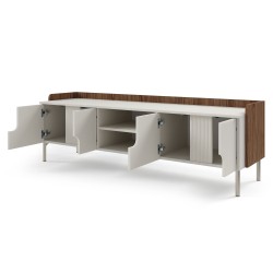 Szafka RTV POSITIVO 160 cm – 4 Drzwi, TIP-ON, Metalowe Nogi