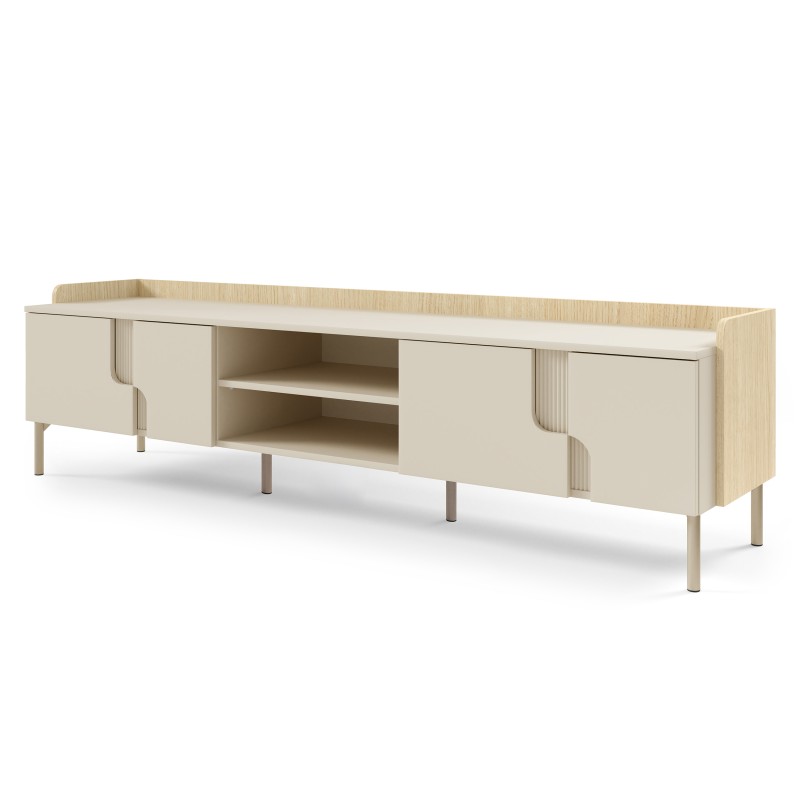 Szafka RTV POSITIVO 200 cm – 4 Drzwi, TIP-ON, Metalowe Nogi