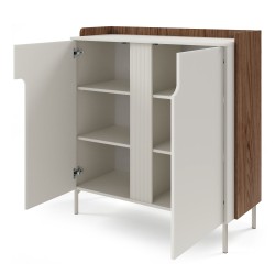 Komoda wysoka POSITIVO 103 cm – 2 drzwi, TIP-ON, metalowe nogi