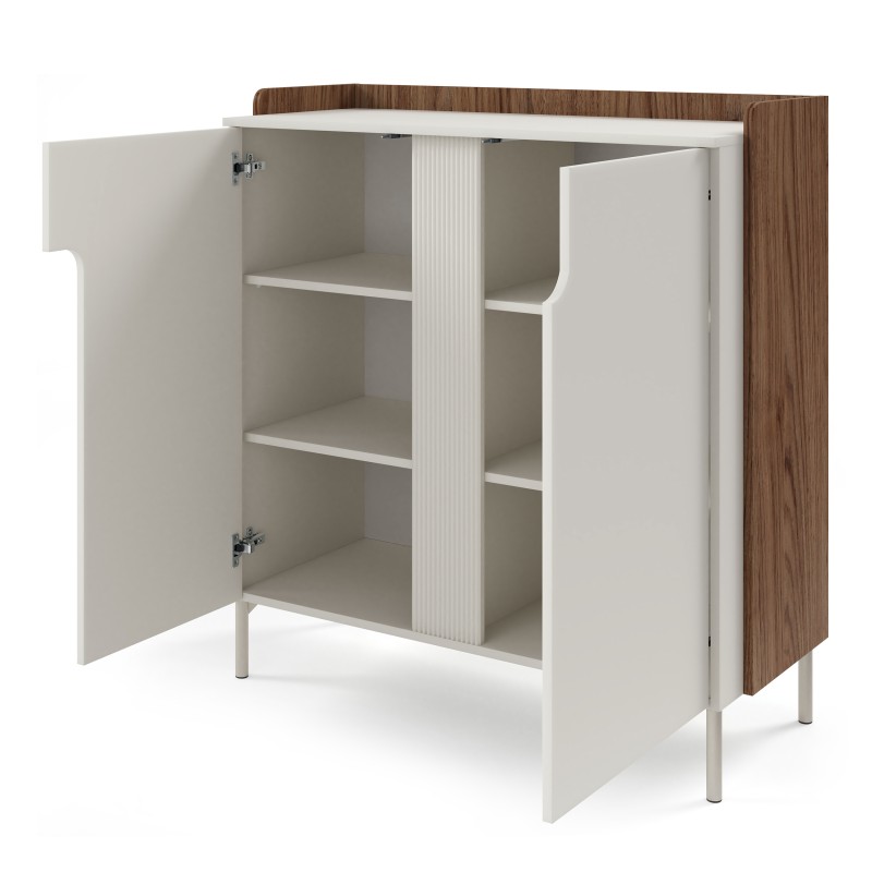 Komoda wysoka POSITIVO 103 cm – 2 drzwi, TIP-ON, metalowe nogi