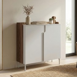 Komoda wysoka POSITIVO 103 cm – 2 drzwi, TIP-ON, metalowe nogi