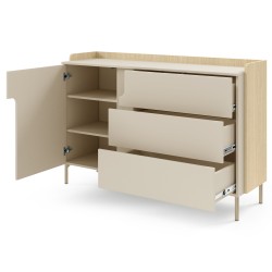 Komoda POSITIVO 140 cm – 1 Drzwi, 3 Szuflady, TIP-ON