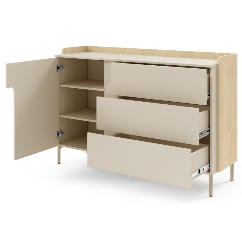 Komoda POSITIVO 140 cm – 1 Drzwi, 3 Szuflady, TIP-ON
