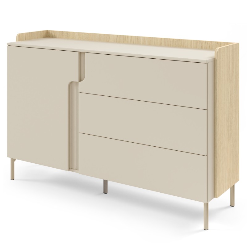 Komoda POSITIVO 140 cm – 1 Drzwi, 3 Szuflady, TIP-ON