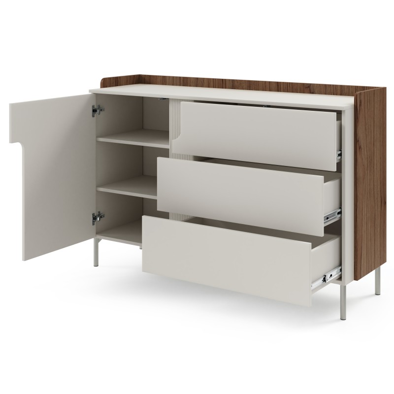 Komoda POSITIVO 140 cm – 1 Drzwi, 3 Szuflady, TIP-ON