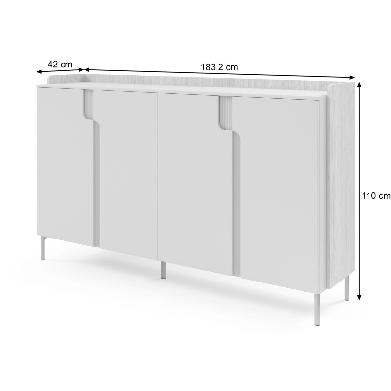 Komoda POSITIVO 180 cm – 4 Drzwi TIP-ON, Nowoczesna Komoda