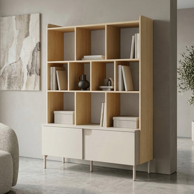 Regał POSITIVO 113 cm – 1 Drzwi TIP-ON, Szuflada i Półki