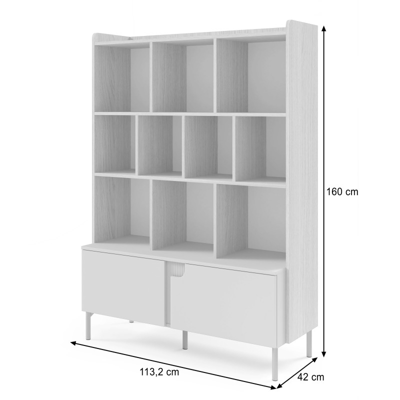 Regał POSITIVO 113 cm – 1 Drzwi TIP-ON, Szuflada i Półki