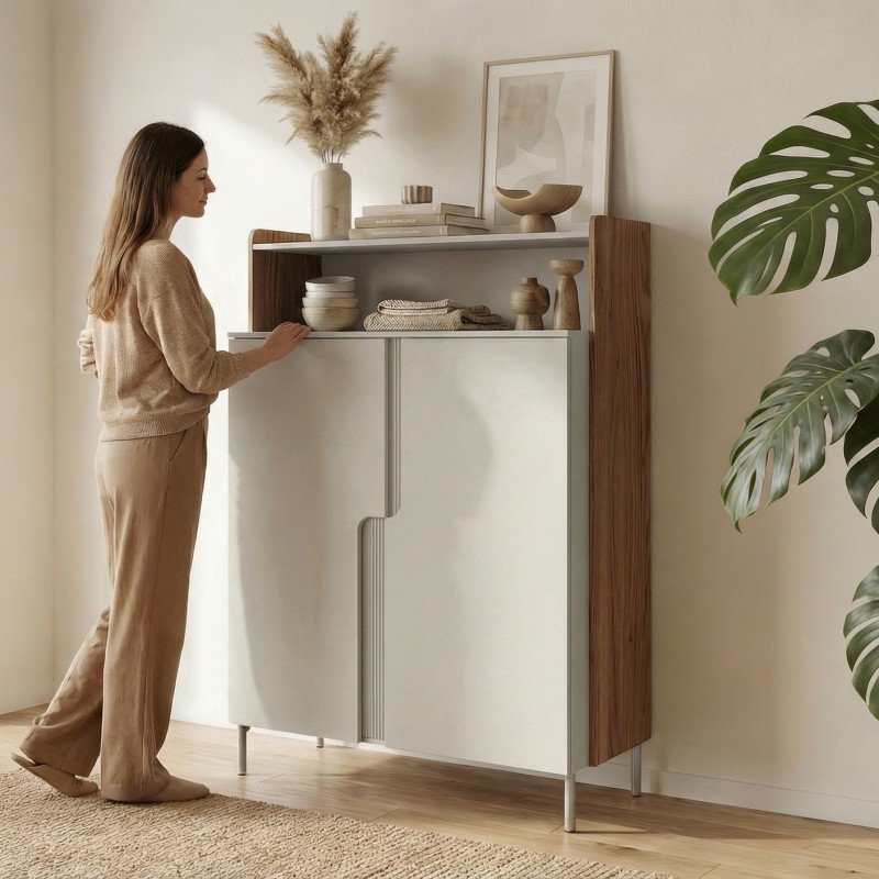 Komoda POSITIVO 100 cm – 2 Drzwi, Otwarty Regał, TIP-ON