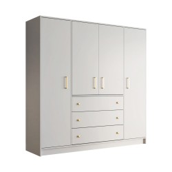 Szafa RILO 200 cm – 4 Drzwi, 3 Szuflady i Złote Uchwyty