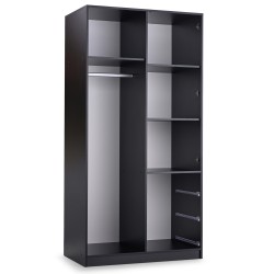 Szafa LIVO 100 cm – 2 Drzwi, 3 Szuflady, Czarny / Dąb Wiking