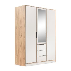 Szafa LIVO 150 cm – 3 Drzwi, 3 Szuflady, Drążki na Ubrania