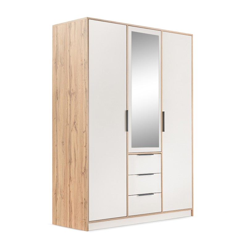Szafa LIVO 150 cm – 3 Drzwi, 3 Szuflady, Drążki na Ubrania