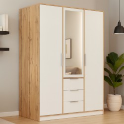 Szafa LIVO 150 cm – 3 Drzwi, 3 Szuflady, Drążki na Ubrania