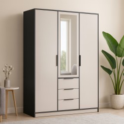 Szafa LIVO 150 cm – 3 Drzwi, 3 Szuflady, Drążki na Ubrania