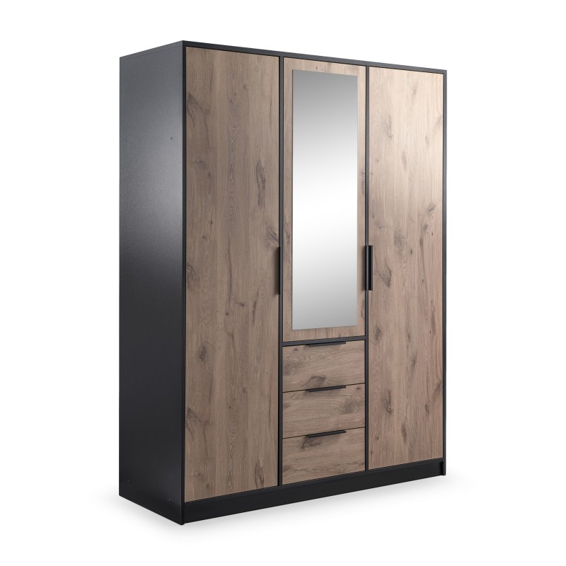 Szafa LIVO 150 cm – 3 Drzwi, 3 Szuflady, Drążki na Ubrania