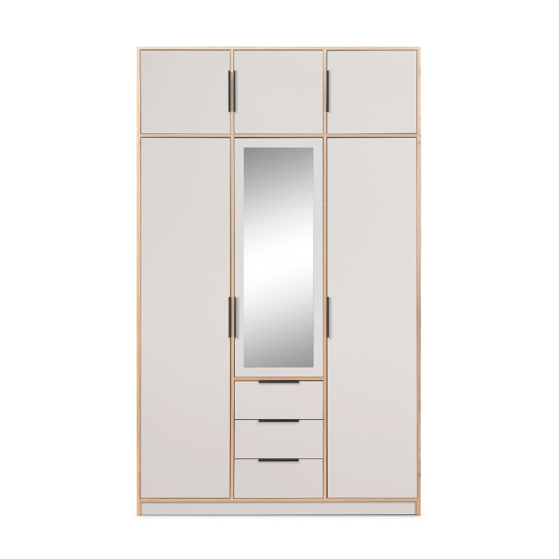 Szafa LIVO 150 cm – 3 Drzwi, 3 Szuflady, Drążki na Ubrania