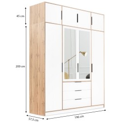 Szafa LIVO 200 cm – 4 drzwi, 3 szuflady i opcja nadstawki