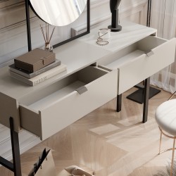 Toaletka CORTINA 140 cm Beż Piaskowy – 2 Szuflady