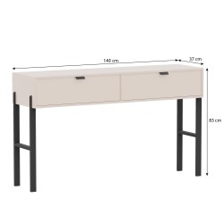Toaletka CORTINA 140 cm Beż Piaskowy – 2 Szuflady