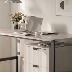 Biurko CORTINA 128 cm Beż Piaskowy – 3 Szuflady
