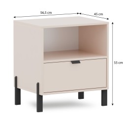 Szafka nocna CORTINA beż piaskowy – 1 szuflada, 56,5 cm