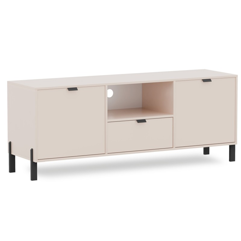 Szafka RTV CORTINA 160 cm – Beż Piaskowy, 2 Drzwi i Szuflada