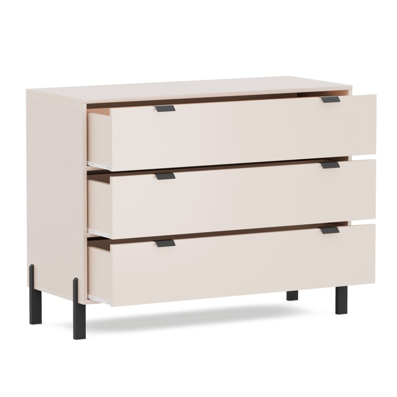 Komoda CORTINA Beż Piaskowy – 3 Szuflady 109 cm