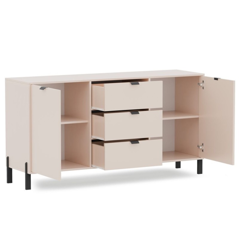 Komoda CORTINA 160 cm Beż Piaskowy – 2 Drzwi i 3 Szuflady