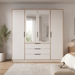 Szafa LIVO 200 cm – 4 drzwi, 3 szuflady i opcja nadstawki