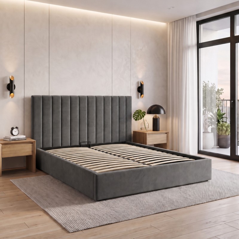 Łóżko MELVIO z pojemnikiem 160x200 / 180x200 – tapicerowane