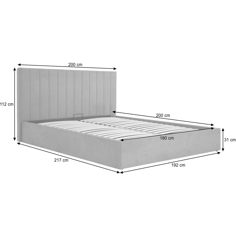 Łóżko MELVIO z pojemnikiem 160x200 / 180x200 – tapicerowane
